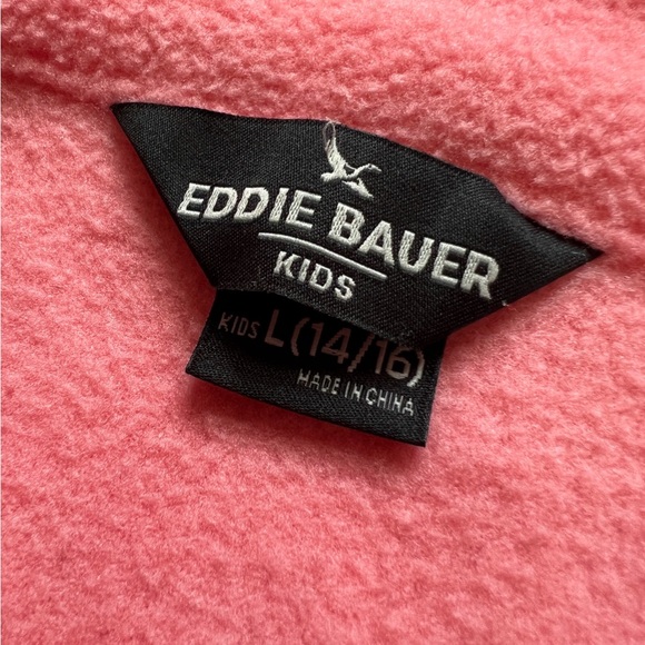Eddie Bauer Kids Hooded Jacket Pink Colorblock Size L 14 16 Fleece Lined - Picture 6 of 9